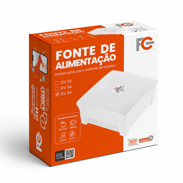 Fonte Ininterrupta para Controle de Acesso - 12V 5A 60W