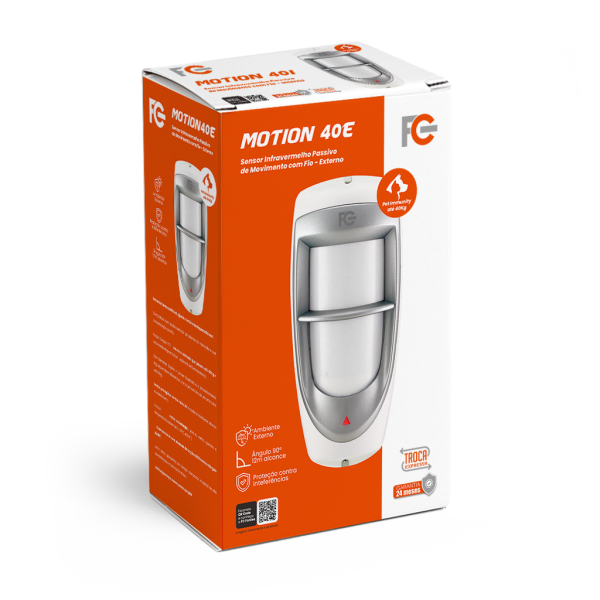 Sensor Infravermelho Duplo  Passivo de Movimento com  Fio Pet 40Kg Externo - MOTION 40E