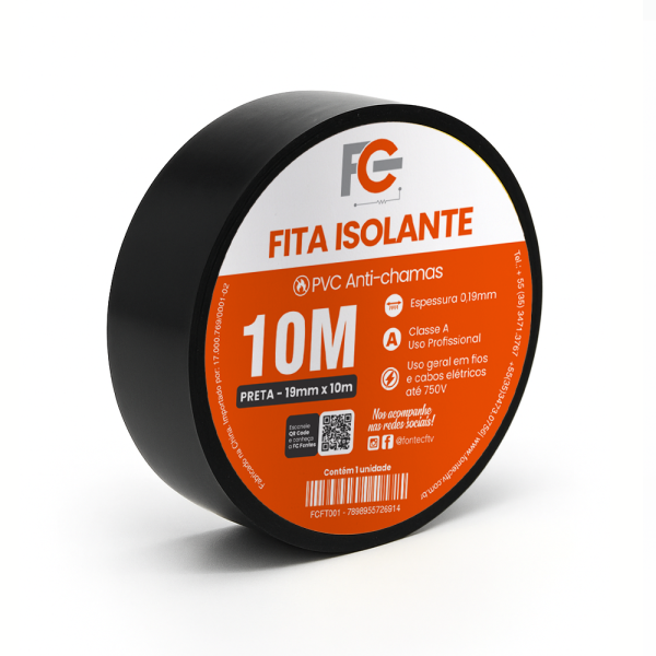 Fita Isolante 10 Metros - Preto
