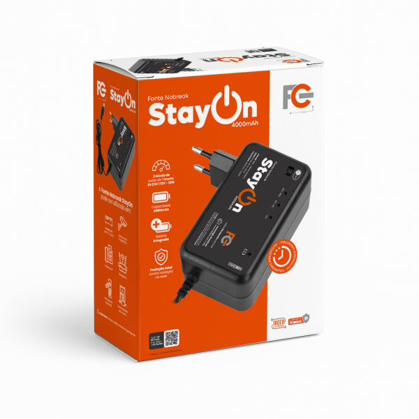 Fonte Nobreak StayOn 3 em 1 – 5V / 9V / 12V – 4000mAh com Saída P4