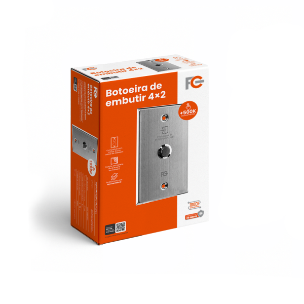 Botoeira de Embutir Inox 4x2 para Portas de Acesso