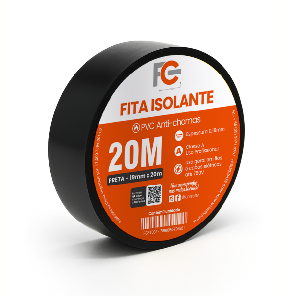 Fita Isolante 20 Metros - Preto