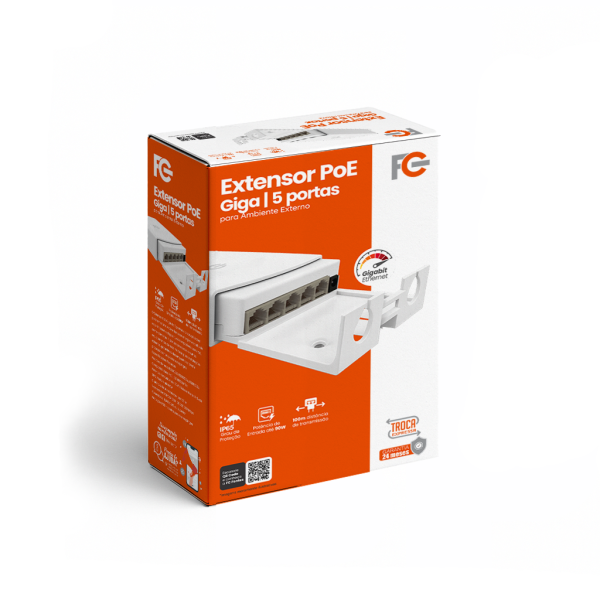 Extensor PoE de 5 Portas IP65 – 10/100/1000 Mbps
