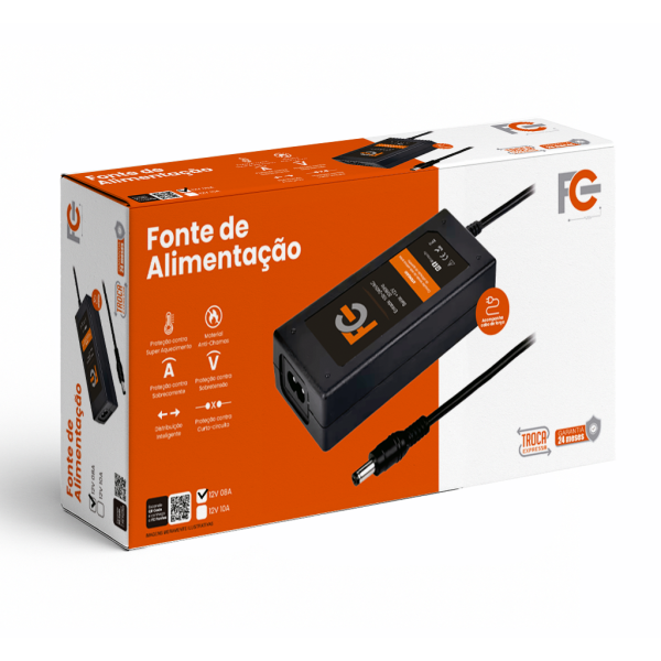 Fonte Eletrônica 12V 08A - Tipo Notebook