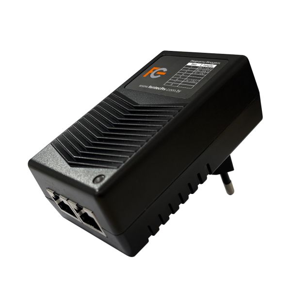 Fonte PoE - 48V 0,5A - Injetor PoE passivo Fast Ethernet
