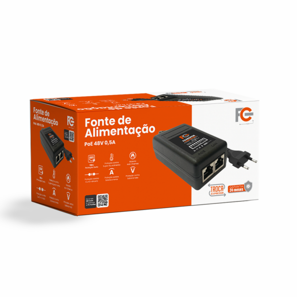 Fonte PoE - 48V 0,5A - Com Cabo