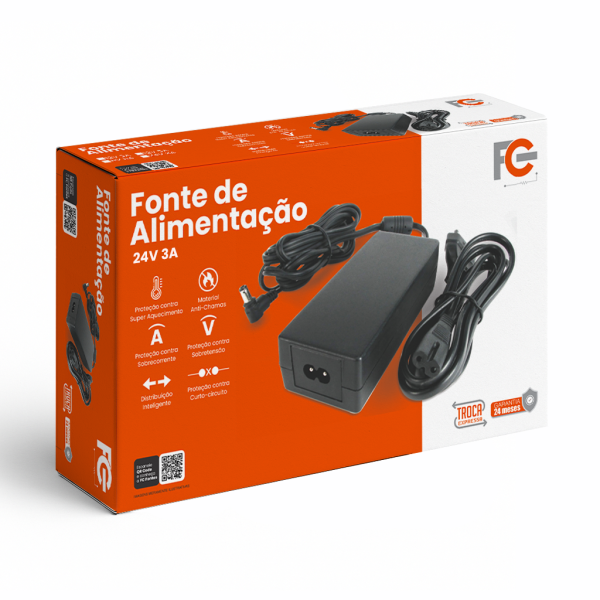 Fonte Eletrônica 24V 03A - Tipo Desktop