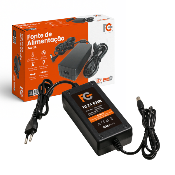 Fonte Eletrônica 24V 03A - Tipo Desktop