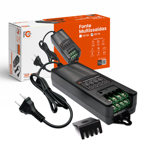 Fonte de Alimentação Multissaída - 12V 7A